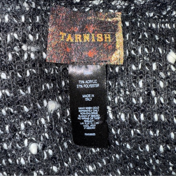 Tarnish Italy Black Bouclé Knit Cropped Jacket with Tulle Trim – S/M - Picture 5 of 10